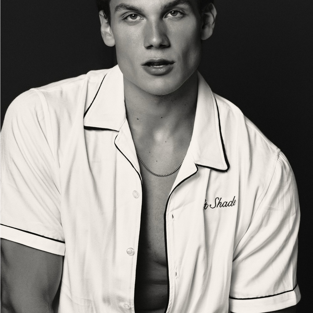 Stylish White Men's Shirt with Black Accents